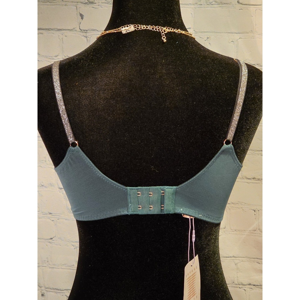 Savage X Fenty NWT 36B Unlined‎ Lace Demi Bra Shining Star-Wildflower Blue - Picture 8 of 11